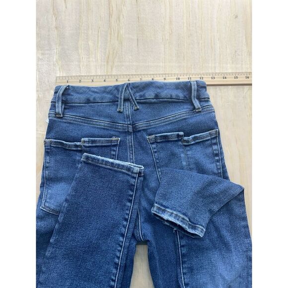 Good American Jeans Sz 0 25 Straight Leg Distressed Funky Pockets - Picture 7 of 7